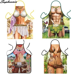 Funny Kitchen Aprons Sleeveless Men Women Sexy Apron For Women Kitchen Cartoon Pattern Cocina Tablier Cooking Baking CWQ024