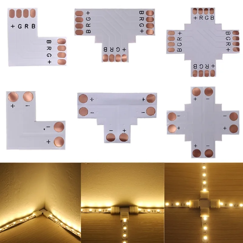 5set L T X Shape 2pin 3pin 4pin 5pin 6pin LED Connector For connecting corner right angle 5050 SMD RGB RGBW 3528 2812 LED Strip