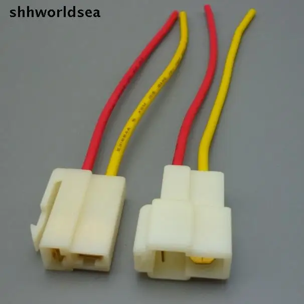 

Shhworldsea Free Shipping 2 PIN connector terminal car plug car sheath 6.3 6.3MM set of male and female connectors with cable