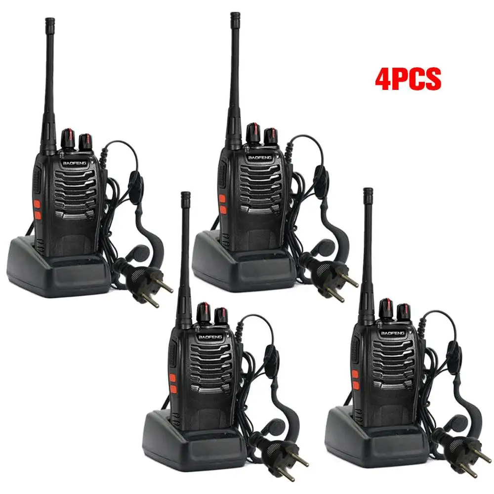 4 x Baofeng BF-888S Long Range Walkie Talkie UHF 400-470MHZ 2-Way Radio 16CH+earpiece