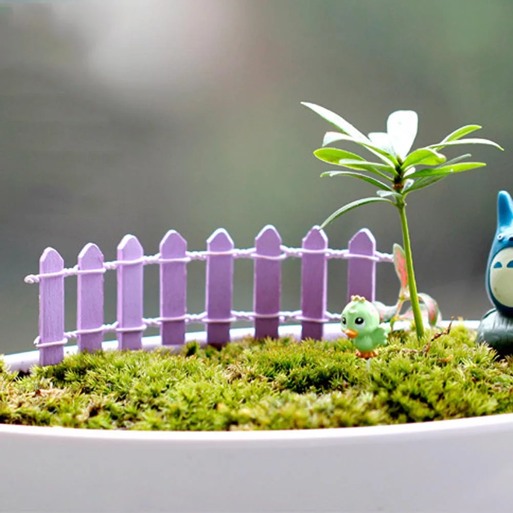1Pcs Miniature Mini Wood Fence DIY Fairy Garden Micro Dollhouse Plant Pot Decor Bonsai Terrarium Ornament DIY Miniature Garden
