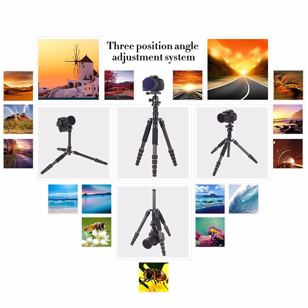 Lightweight Portable Q666 Professional Travel Camera Tripod tripode aluminum tripod Head Monopod for digital DSLR camera