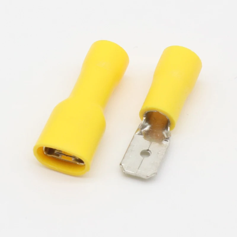 100PCS 6.3mm Female Male Spade Insulated Electrical Crimp Terminal Connectors H1E1 Cable Terminals