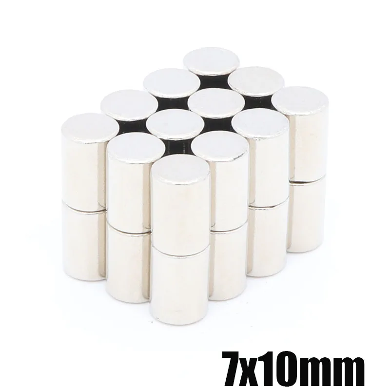 50Pcs 7x10 mm Super Strong Round Disc De Imanes 7mm x 10mm Rare Earth Neodymium permanent magnet powerful Magnetic Materials