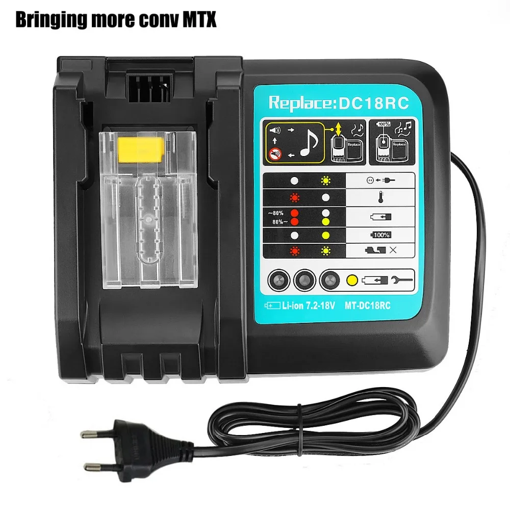 Li-ion Battery Charger Replacement Power tool Battery Charger for Makita 7.2V -18V BL1830 Bl1430 DC18RA DC18RC EU PLUG+ USB Port