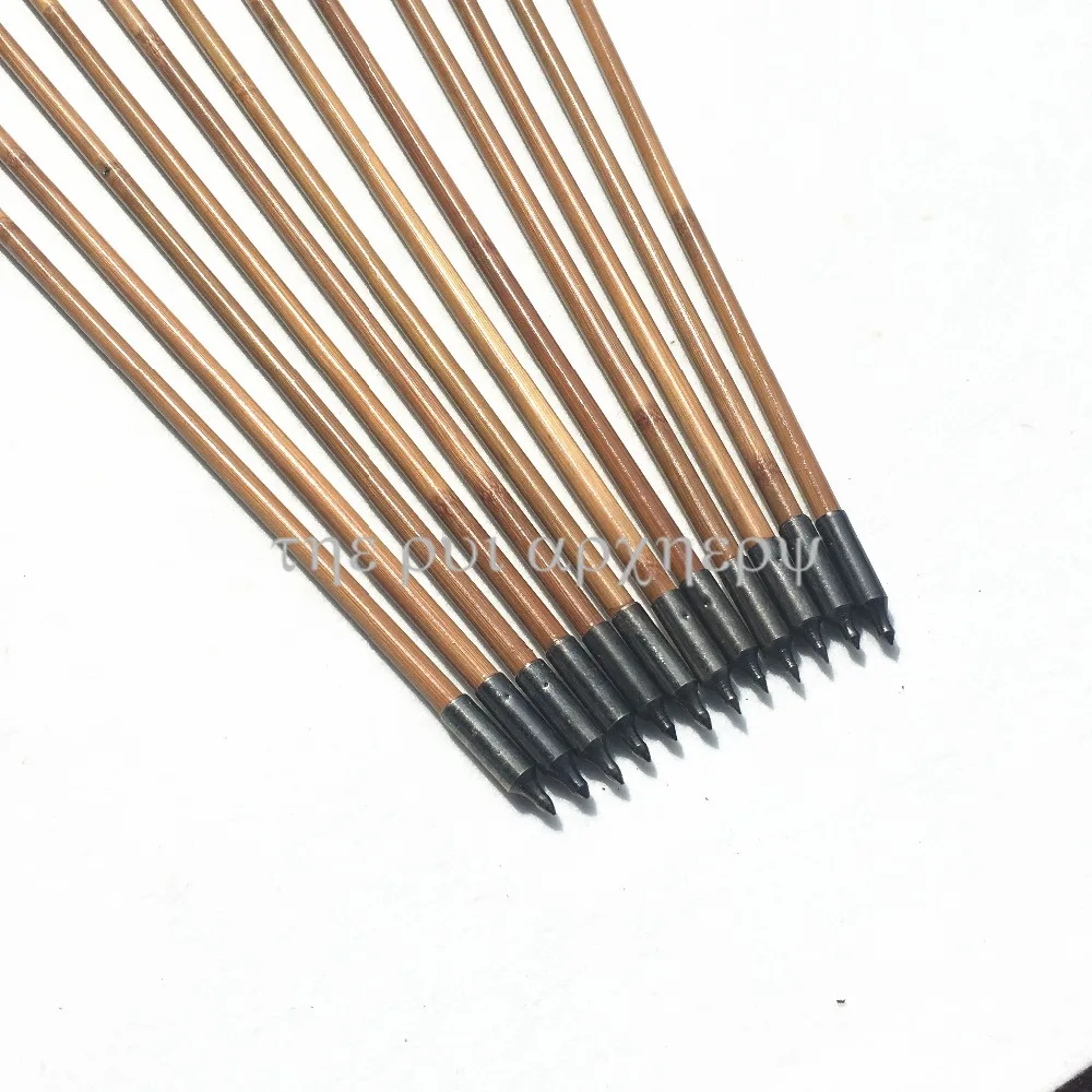 6/12/24pcs bamboo Arrows Natural Feather Fletched Wood Shaft For Archery Hunting