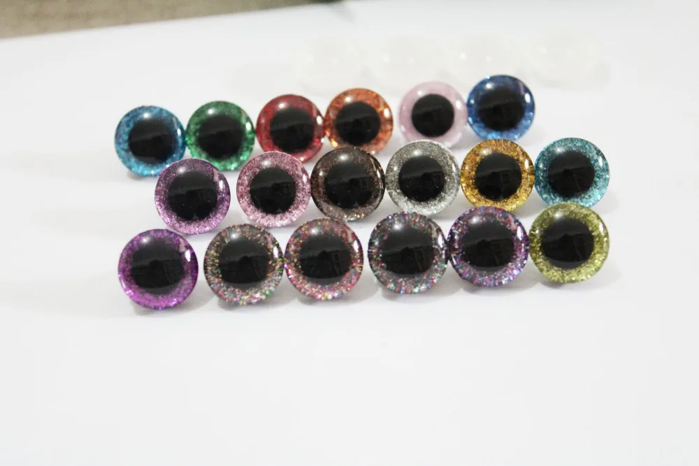 100 Stück/Los 12mm 14mm 16mm 18mm 20mm 25mm 30mm Komische 3D-Glitzer-Spielzeugaugen Lustige Puppenaugen mit Unterlegscheibe für Plüsch-Bastelarbeiten -N19 – Detail 17