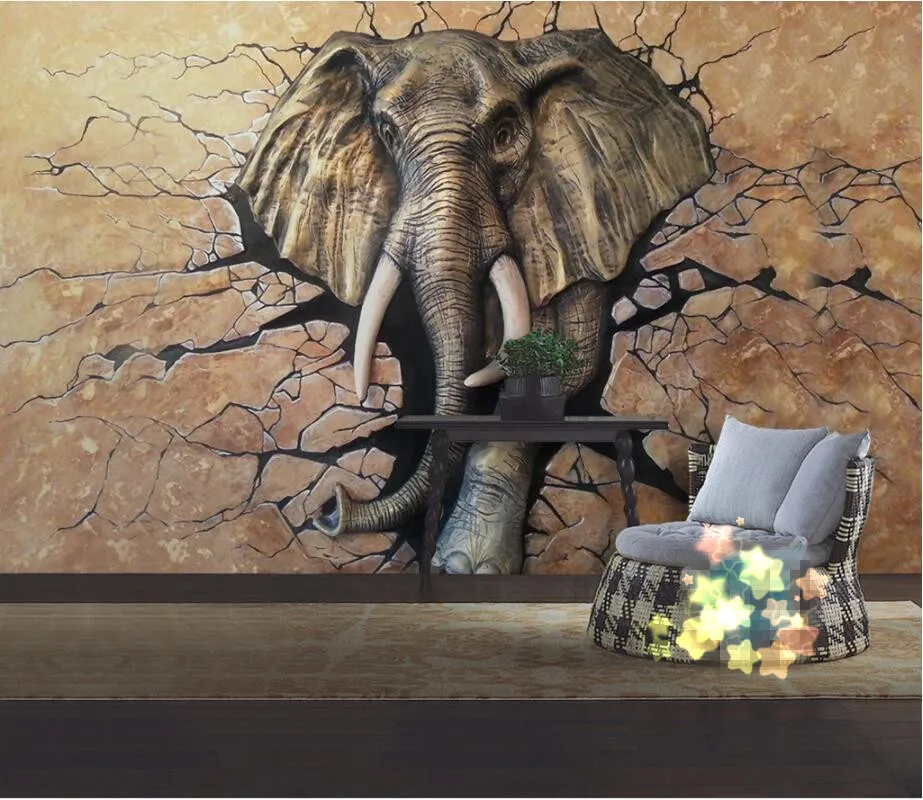 

beibehang Custom Wallpaper 3D Stereo Relief Elephant Walls into TV Wall Living Room Bedroom Background walls Mural 3d wallpaper