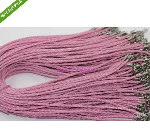 

Ожерелье розовое плетеное кожаное ожерелье из шнура 18-19 дюймов (100 шт./упак.) оптовая продажа модное ожерелье из шнура, бесплатная доставка