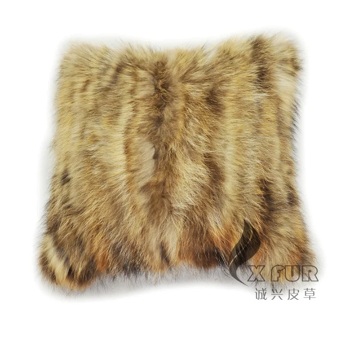 Free Shipping CX-D-71A 50X50cm Natural Color Winter Fashion Raccoon Fur Cute Pillow Case