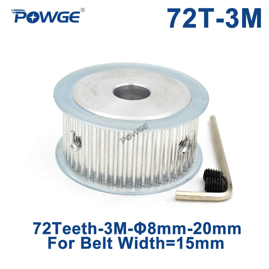 

POWGE 72 Teeth HTD 3M Timing Pulley Bore 8/10/12/14/15/16/17/19/20mm for Width 15mm HTD3M Synchronous Belt wheel 72T 72Teeth