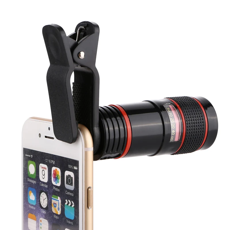 PERAK 8x 12x Zoom Telephoto Lens for iPhone 6s plus 5s SE Samsung Huawei XIAOMI LG Smartphones Camera Lens Universal Clip Holder