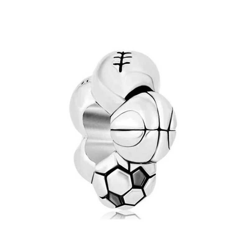 Sporting Goods DIY Charm Beads Zinc Alloy Basketball Football Rugby Badminton Amulet Fit Pandora Bracelet Necklace