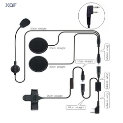 Capacete de motocicleta, 2 Pin PTT, Fone de ouvido para Walkie Talkie, Talkie, Baofeng, Puxing Ham Radio, Rádio bidirecional