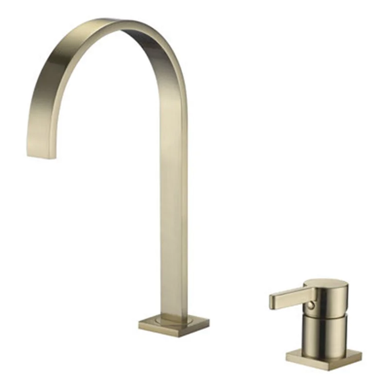 Bathroom Faucet Gold Brushed basin mixer faucet single handle two Hole Basin Mixer Hot And Cold Water Wash basin Faucet