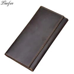 100% Guarantee Crazy Horse Leather Wallet Genuine Leather Long Wallet Men Purse Casual Wallet with big phone pocket,long wallet