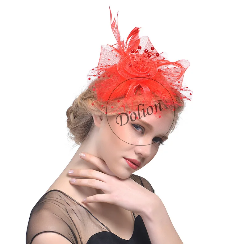 Lady Fedoras Hat Girls Custom Bride Headwear Feather Fedoras Cap Girls Horse Racing Hat Hat Hairpin Hair Accessories B-8294