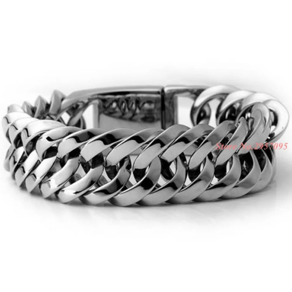 20/30 mm Wide Mens Chain Curb Cuban Link Chain Heavy 316L Stainless Steel Bracelet Free Shipping