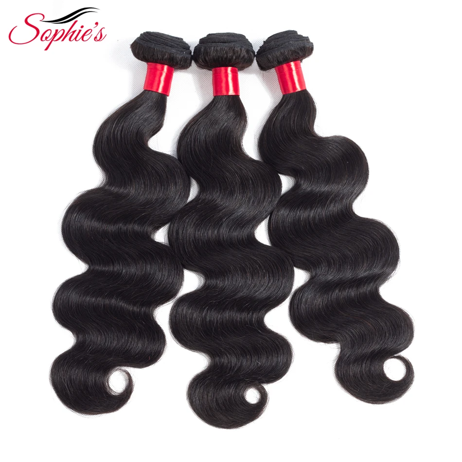 Sophie's Rambut Non-remy Ekstensi Rambut Tubuh Gelombang Malaysia 3 Bundel 100% Rambut Manusia Tenun Warna Alami Rambut