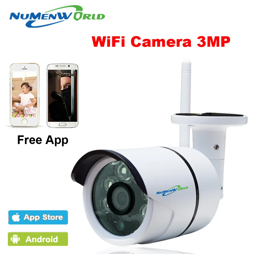 WIFI IP Camera Outdoor 3MP Night Vision H.264/H.265 Wireless CCTV Camera Remote View Via Smart Phone support SD memory