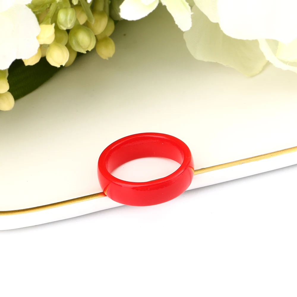 6mm Smooth Red Ceramic Ring For Women Simple Style Ceramic Wedding Ring Party Female Flower Finger Jewelry Gift 2019 Dropship