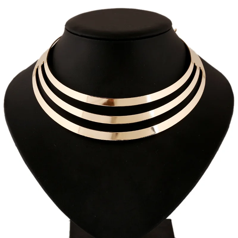 Hot Sale Chunky Necklace Gold-Color Punk Style Maxi Choker Necklace Jewelry Statement Necklaces For Women Collares 2015