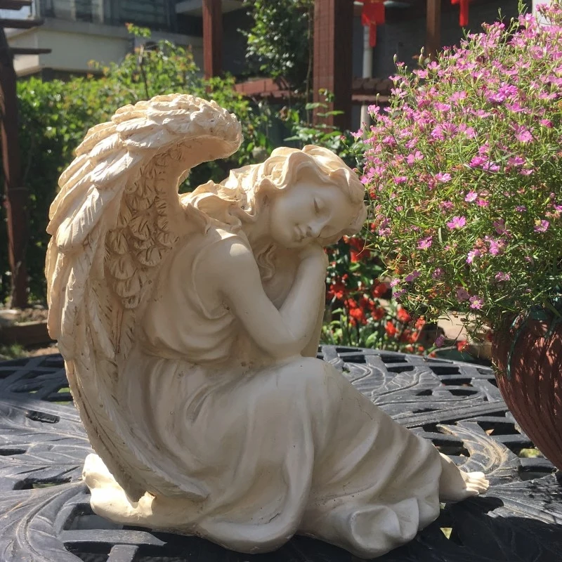 Outdoor Gardening Resin Happy Angel Ornaments Courtyard Park Figurines Crafts Decoration Villa Garden Sculpture Furnishing Decor