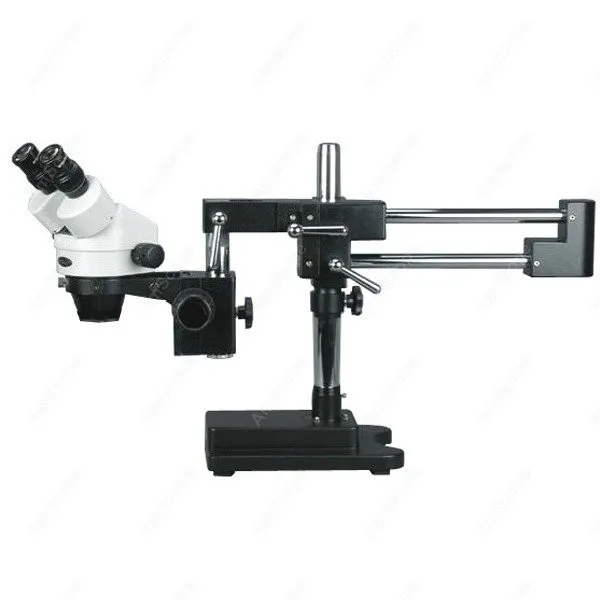 Binocular Boom Stand Microscope--AmScope Supplies 7X-90X Binocular Stereo Zoom Microscope with Black Double Arm Boom Stand