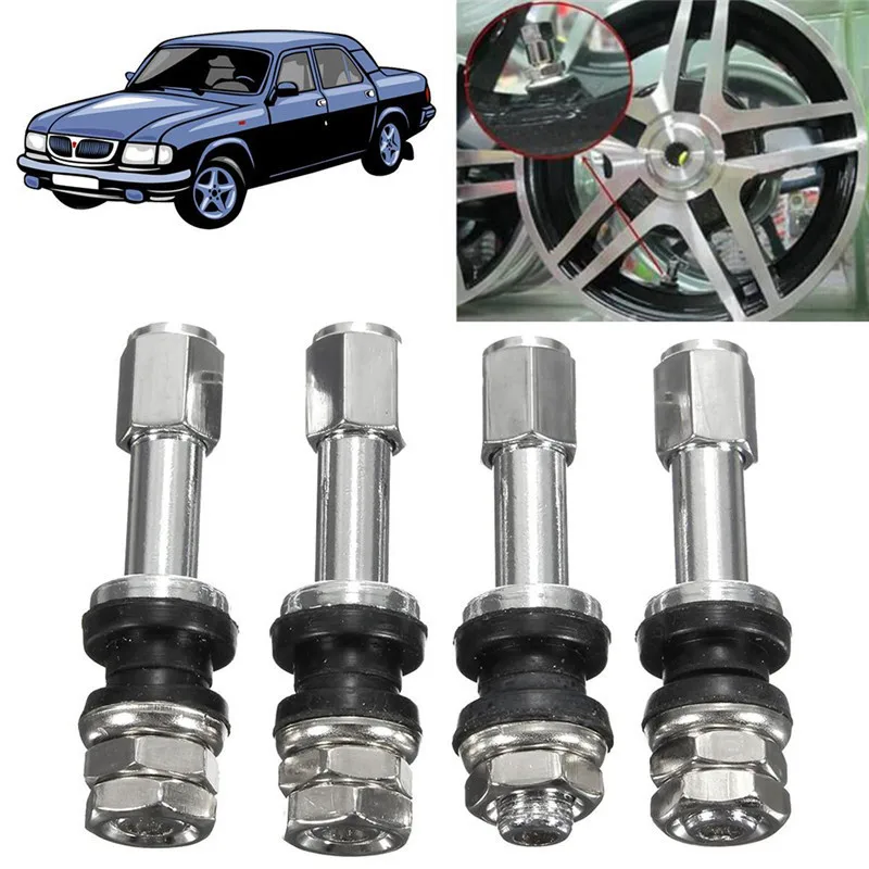 4Pcs Tr48E Aluminum Tubeless Tire Valve TPMS Car Metal Straight Mouth Valve Core Automotive Exterior Accessories