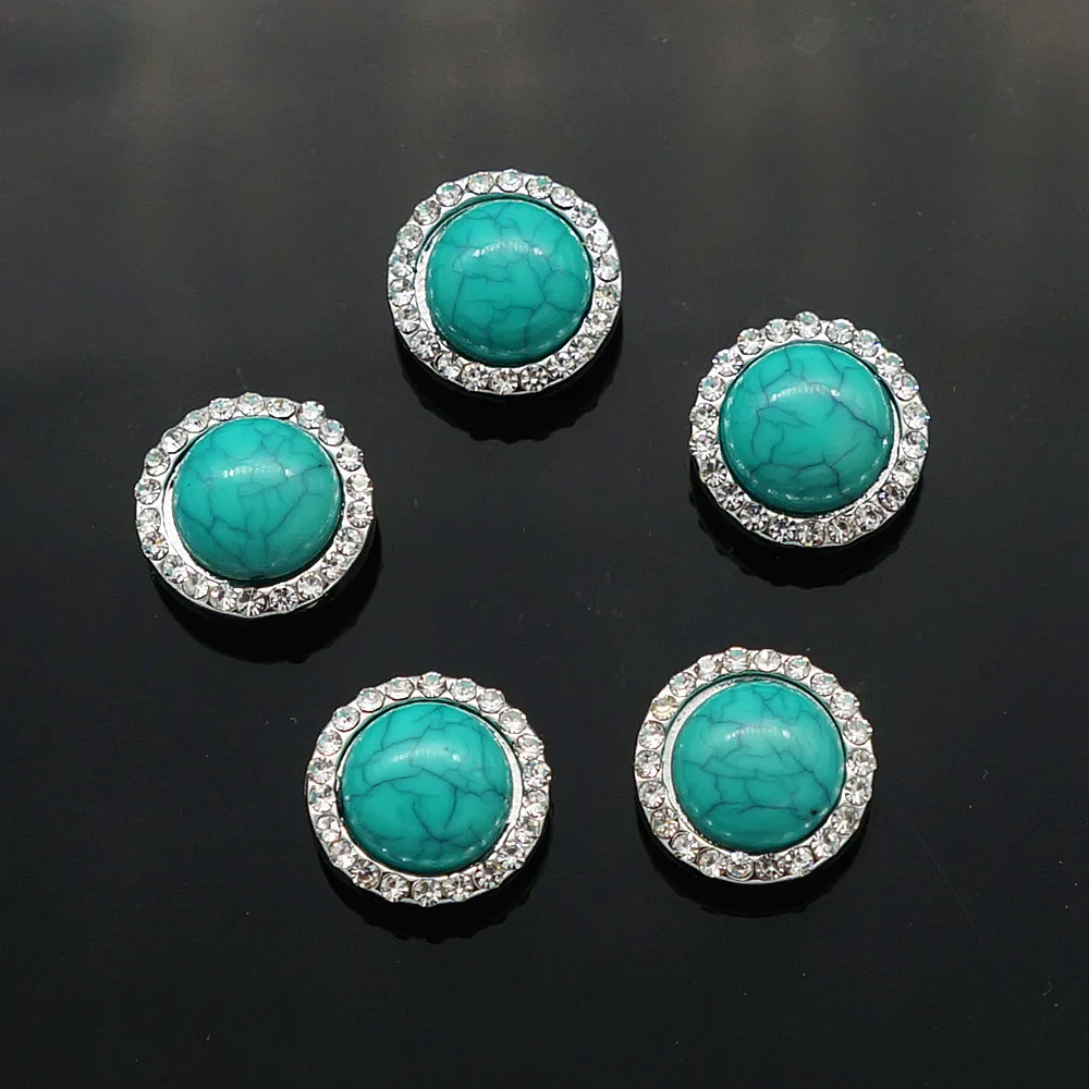 

Hot sale 10pcs mixed beauty turquoises 12MM rhinestone snap buttons fit DIY 12mm snap jewelry KZ9008