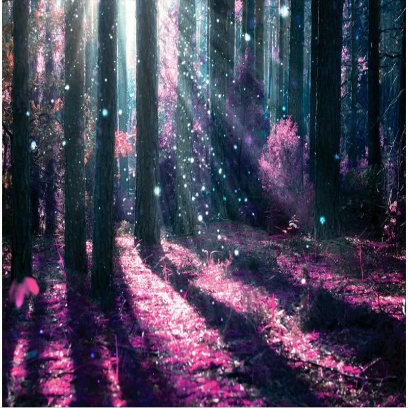 beibehang Custom Wallpaper Modern Fashion Aesthetic Purple Forest Trees TV Background Wallpaper