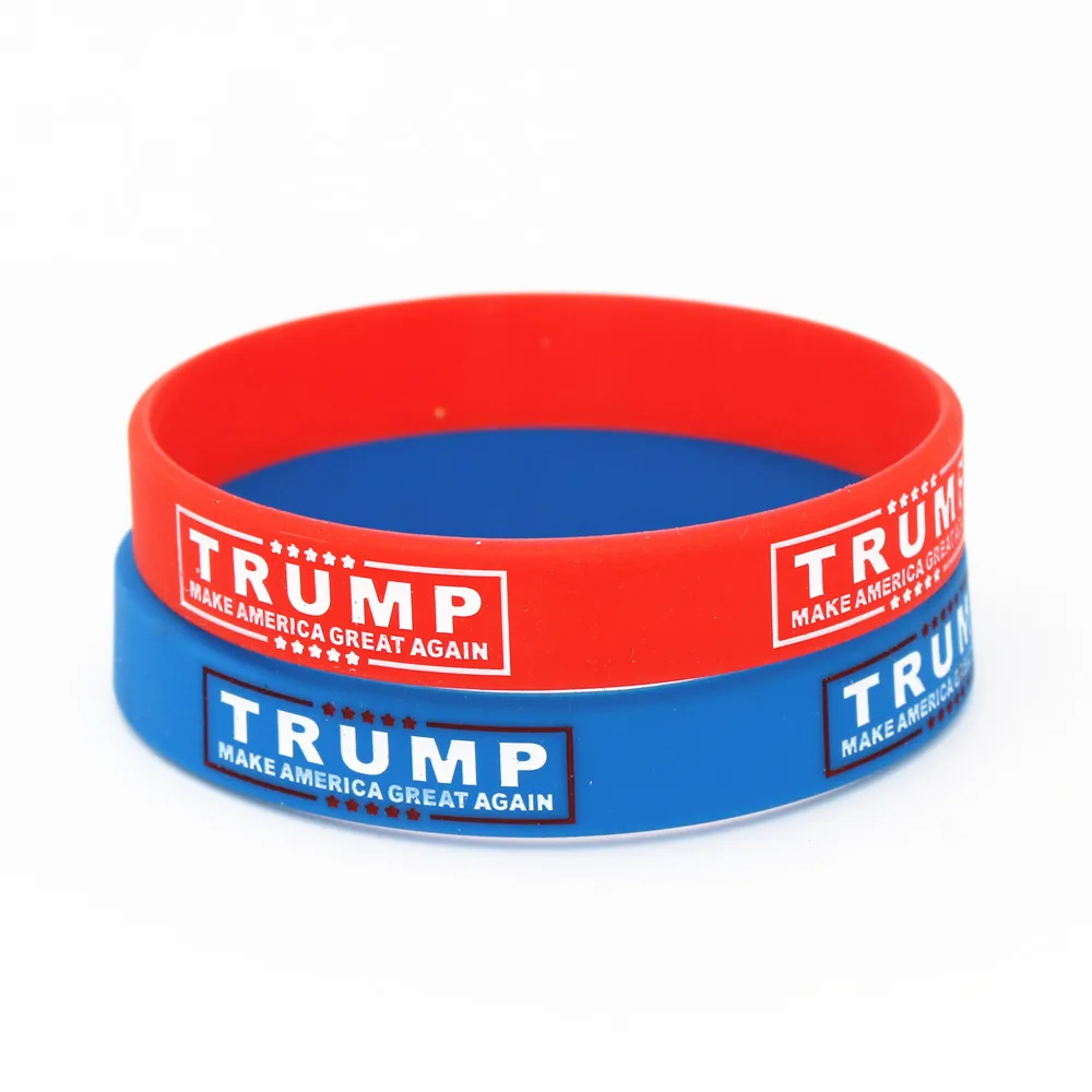 1PC Make America Great Again Silicone Wristband Red Blue Rubber Power Men Bracelet Fashion Jewelry Trump Support Band Gift SH177