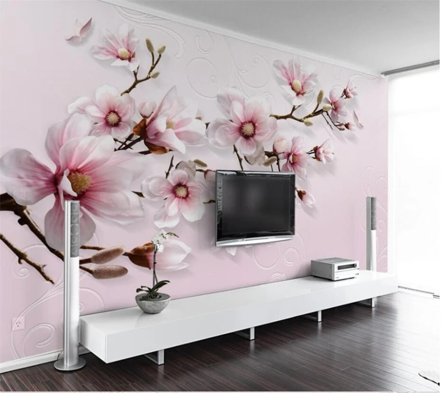 wellyu Custom Pink lily flower photo wallpaper 3D mural living room bedroom TV background photo murals papier peint mural 3d