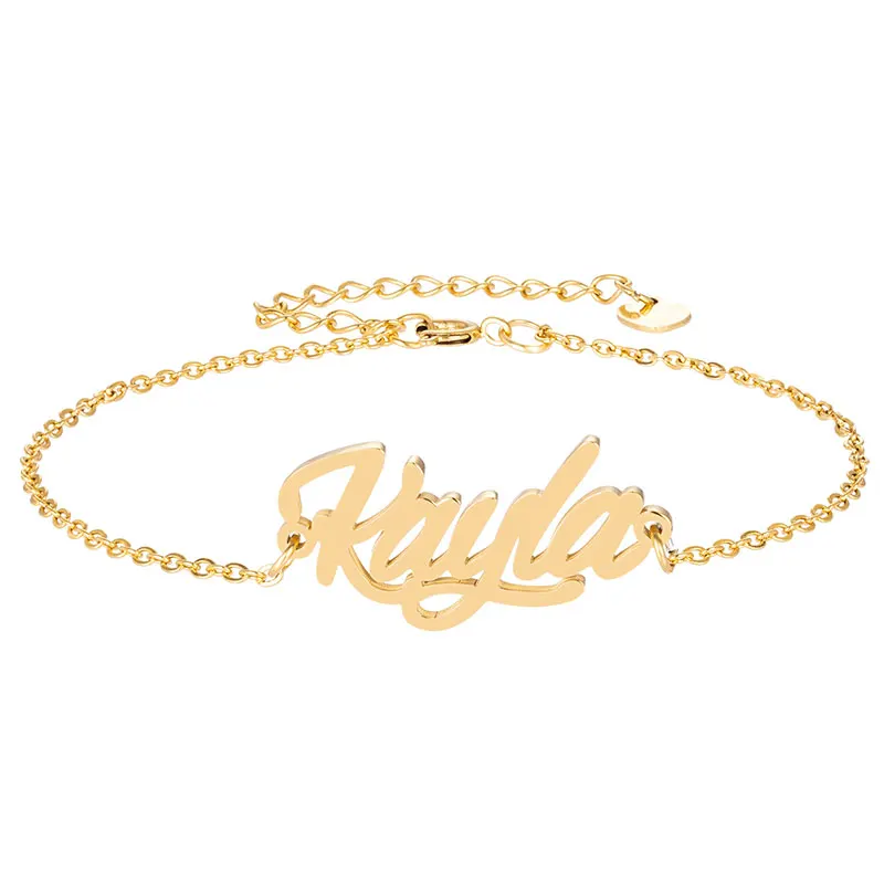 

Kayla Charm Name Bracelets for Women Girls Personalized Dainty Nameplate Anklet Unisex Handwriting Word Jewelry Gift