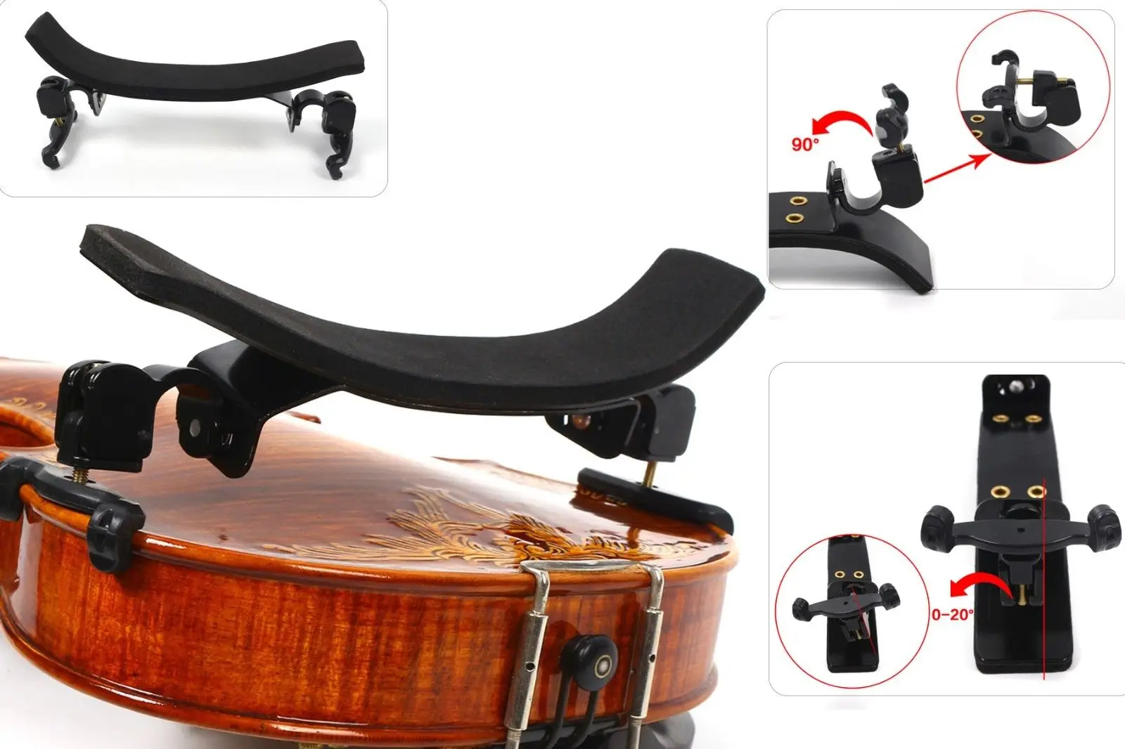 Yinfente High Quality Violin 3/4-4/4 Violin Bon Style Adjustable Shoulder Rest Pad Support Parts Accessories Fittings