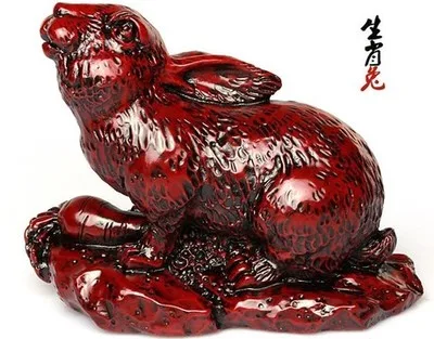 

AA-4 Resin Home Creative as Gift Manufactor Zodiac rabbit Light red wooden ornaments imitation crafts twelve zodiac decorations