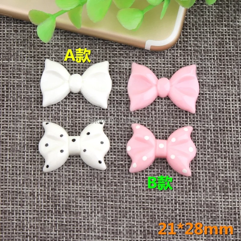 Bowknot Flatback Resin Cabochon Kawaii Pink Black White Wave Bow For DIY Mobile Phone Case Hair Clip Decor 28cm 10pcs Bowtie