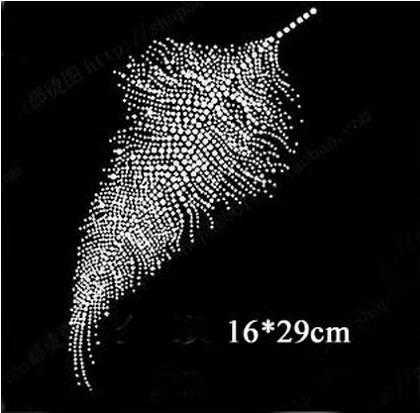 

10 Pcs Gorgeous Feather Hotfix Rhinestones Heat Transfer Design Iron On Motifs, DIY Sewing Accessories For Cloth T-Shirt