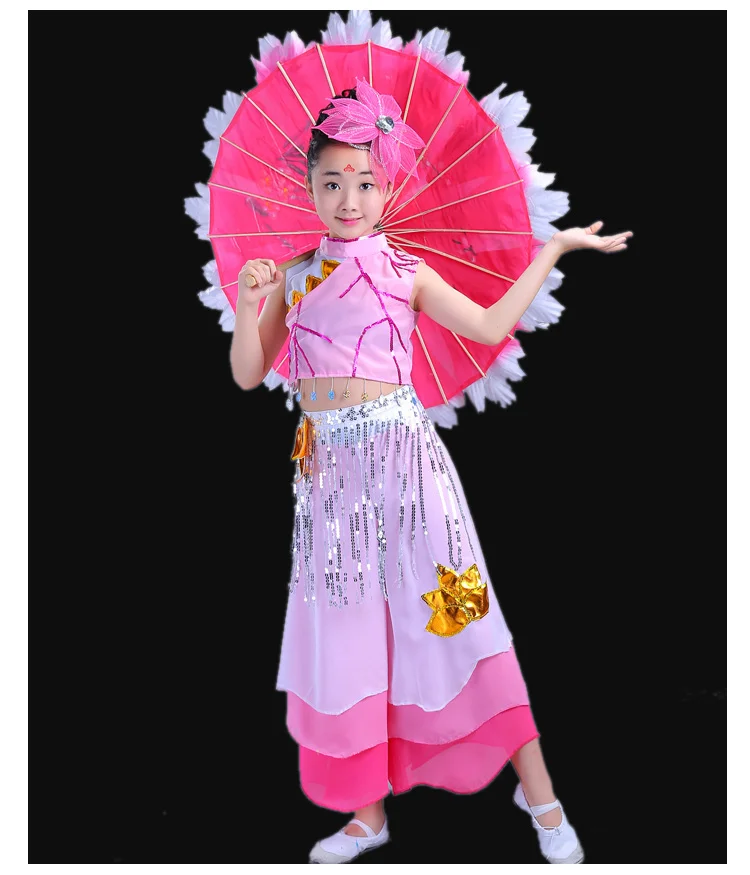 Children's classical Chinese clothing dance costumes fan dance Yangko clothing girls umbrella dance national dance costumes