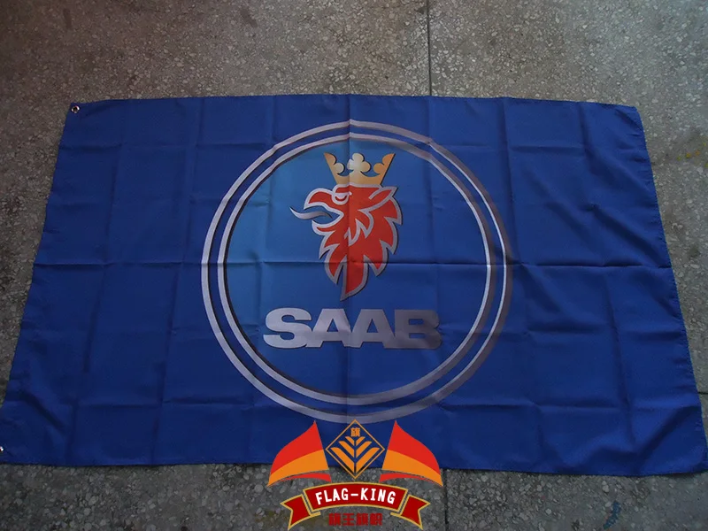 Saab new cars logo flag,saab racing  90*150CM polyster banner,flag king brand can custom