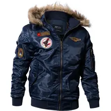 Men's Winter Padded Coat with Faux Fur Hood #2