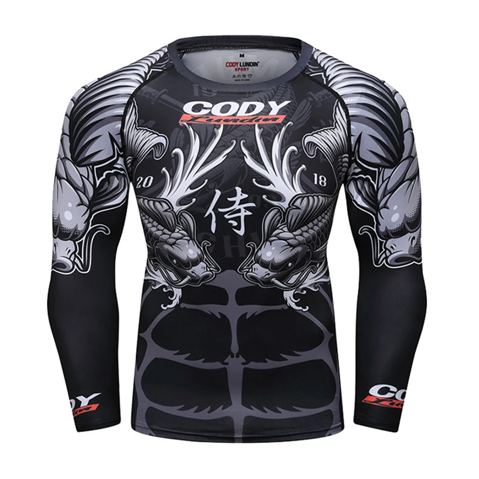 Mma t shirts Men Rashguard jiu jitsu bjj Muay Thai T shirt Long Sleeve Boxing Gym Clothes Sport Sweater Rashguard Boxing Jerseys