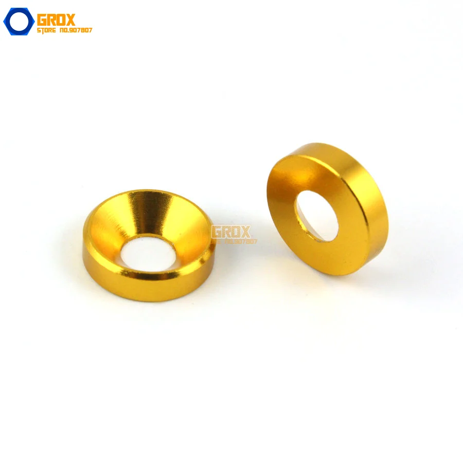 30 Pezzi M3 Rondella In Alluminio Oro Svasata A Testa Piatta Vite Rondella