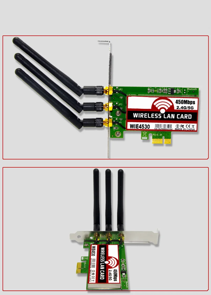 인텔 5300 호환 슬롯 PCI-E X1 X4 X8 X16 용 데스크탑 카드, 무선 WiFi PCI-Express 어댑터, 802.11 B/g/n, 450Mbps