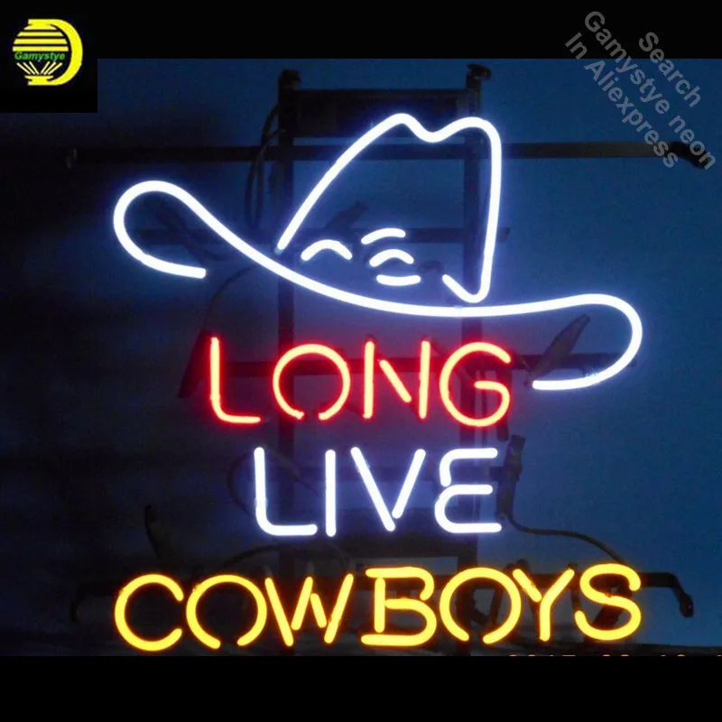 Neon Sign for Long Live Cowbo Neon Bulb sign handcraft Signboard Real Glass tube Wholesale personalized Art Deco neon bar light