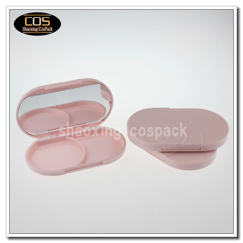 C002 empty makeup compacts for powder, light pink cosmetic compacts with mirror empty, empty plastic pink cosmetic compact case