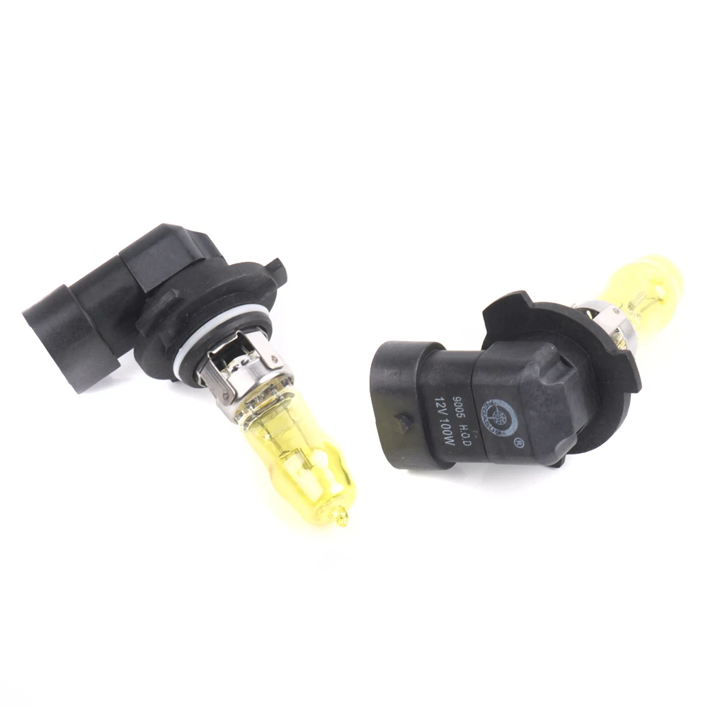 2x HB3 9005 DC 12V 100W 3500K Golden Yellow Car HOD Xenon Halogen Bulbs Car Headlight Bulb Automobile Head Light Fog Light Bulb