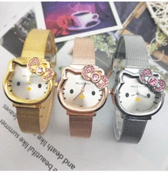 Relógio de estudante dos desenhos animados para meninos e meninas, Lovely Rose Watch para crianças, relógios de pulso de cristal para crianças