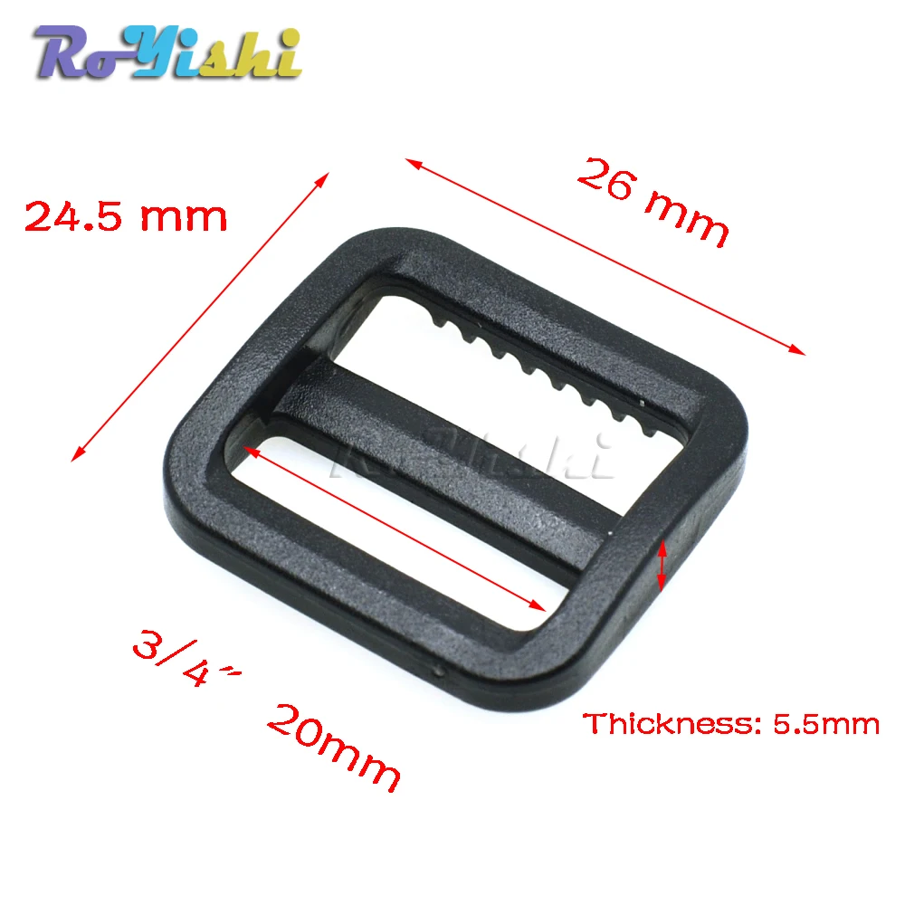 10 Pcs/Pack Plastic  Slider Tri Glide Adjust Buckles Wider Style Backpack Straps Webbing Black