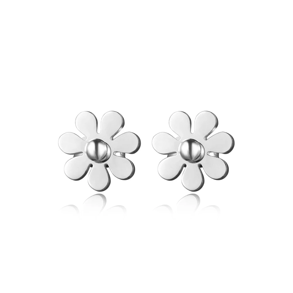 ZooMango Cute Small Daisy Flower Stud Earrings Rose Gold Color Stainless Steel Trendy Romantic Earring Jewelry For Women ZE17028